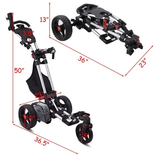 120 W Foldable Electric Golf Push Cart with Umbrella Holder