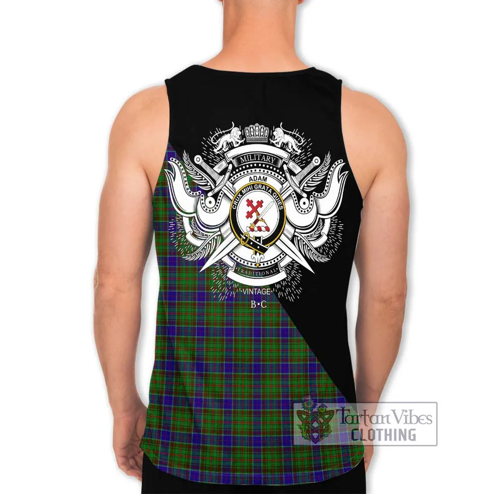 Adam Tartan Men's Tank Top with Family Crest and Military Logo Style