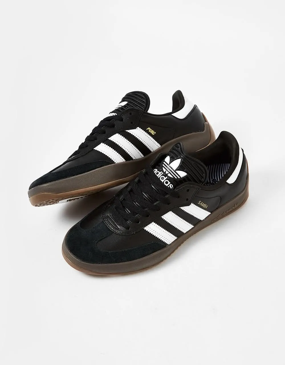 adidas Puig Samba Skate Shoes - Black/Gum/Gold Metallic