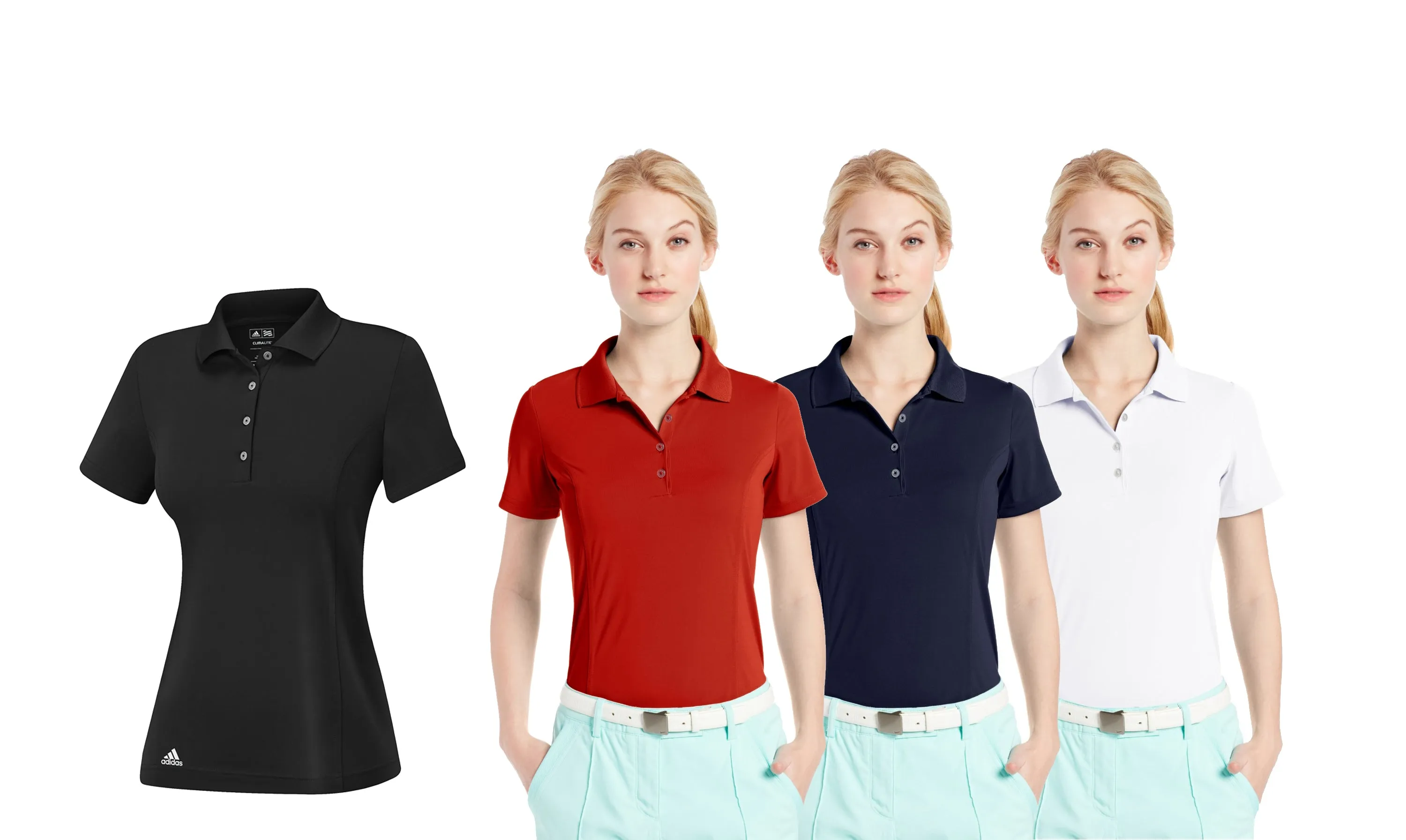 Adidas Women's Puremotion Solid Golf Button Up Short Sleeve Jersey Polo, Several Colors