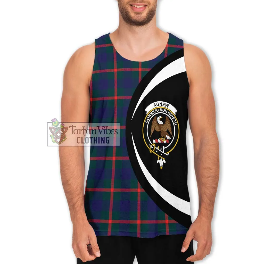 Agnew Tartan Men's Tank Top with Family Crest Circle Style