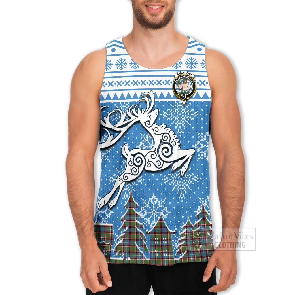 Aikenhead Clan Christmas Men's Tank Top Celtic Reindeer Style