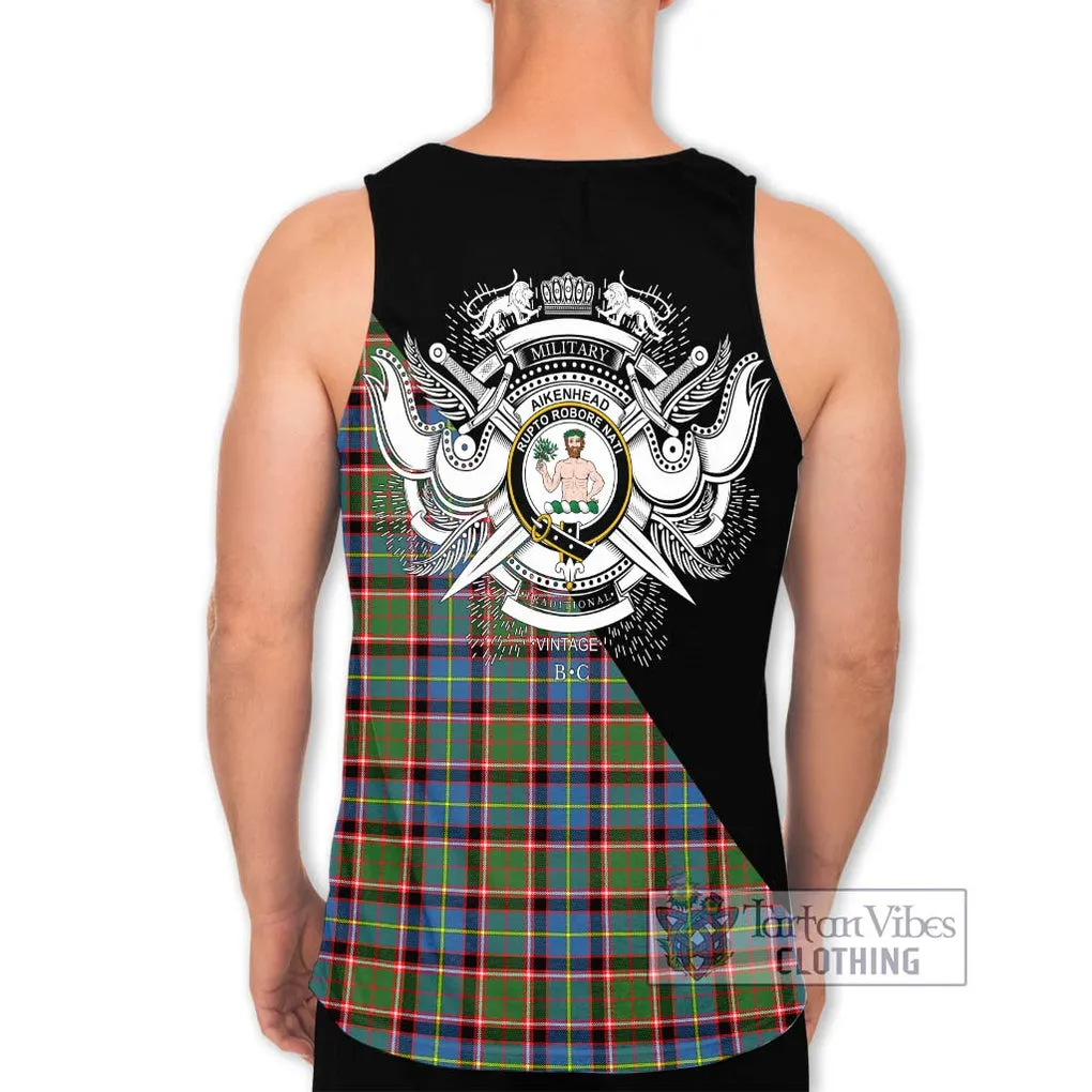 Aikenhead Tartan Men's Tank Top with Family Crest and Military Logo Style