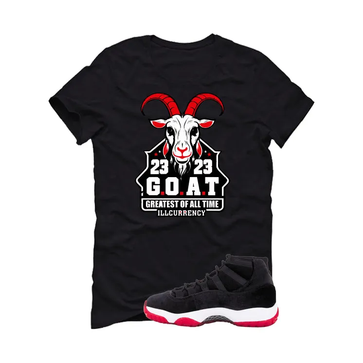 Air Jordan 11 Bred Velvet Black T-Shirt (GOAT 23)| illcurrency