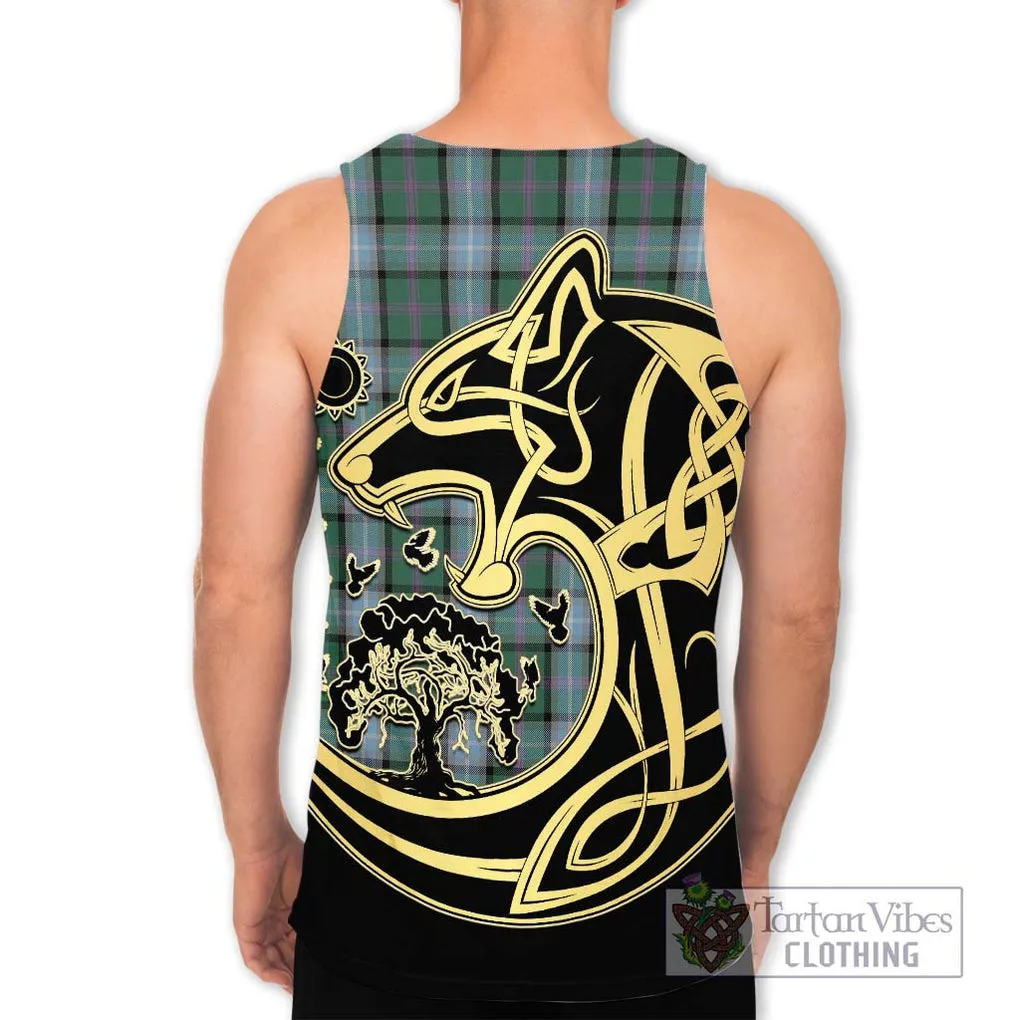 Alexander of Menstry Hunting Tartan Men's Tank Top with Family Crest Celtic Wolf Style