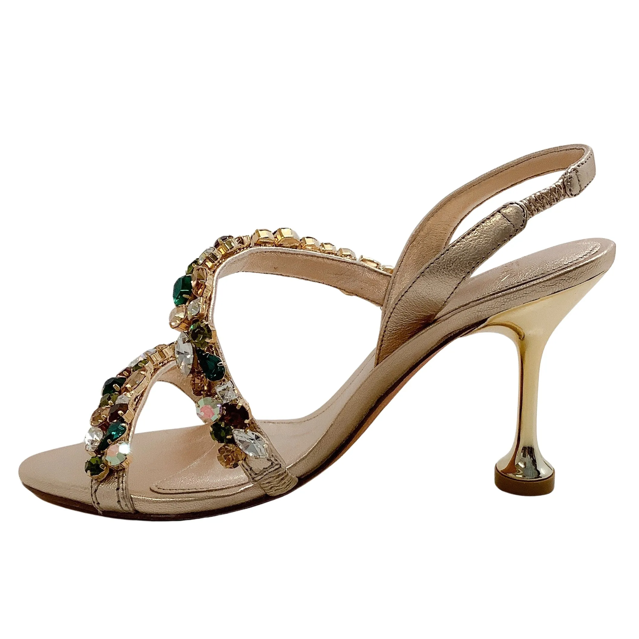 Alexandre Birman Gold Multi Crystal Betina 85 Sandals