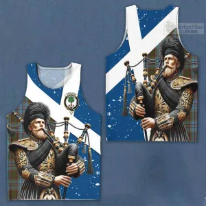 Anderson Tartan Men's Tank Top with Family Crest Scottish Bagpiper Vibes