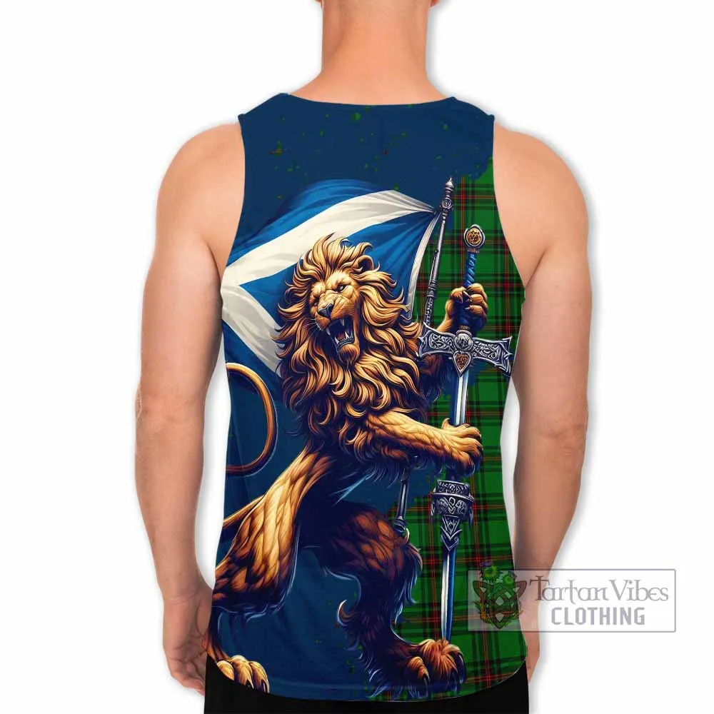 Anstruther Tartan Family Crest Men's Tank Top with Scottish Majestic Lion