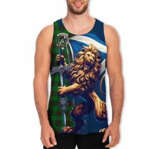 Anstruther Tartan Family Crest Men's Tank Top with Scottish Majestic Lion