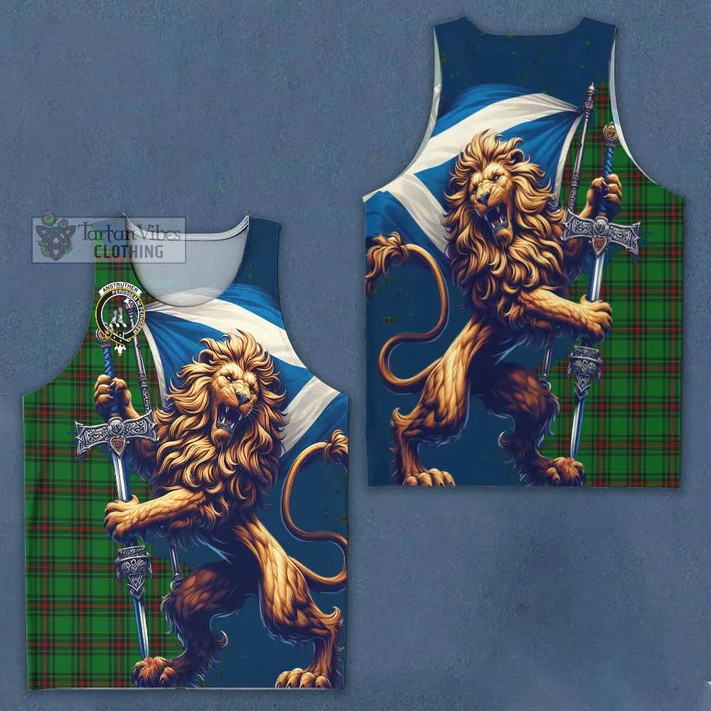 Anstruther Tartan Family Crest Men's Tank Top with Scottish Majestic Lion