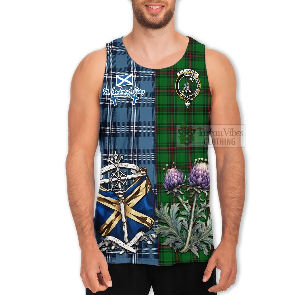 Anstruther Tartan Men's Tank Top Happy St. Andrew's Day Half Tartan Style