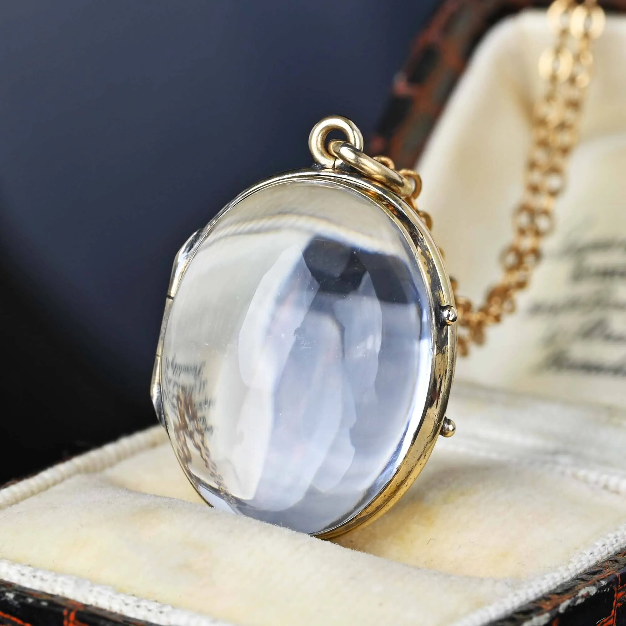 Antique Oval Rock Crystal Pools of Light Locket