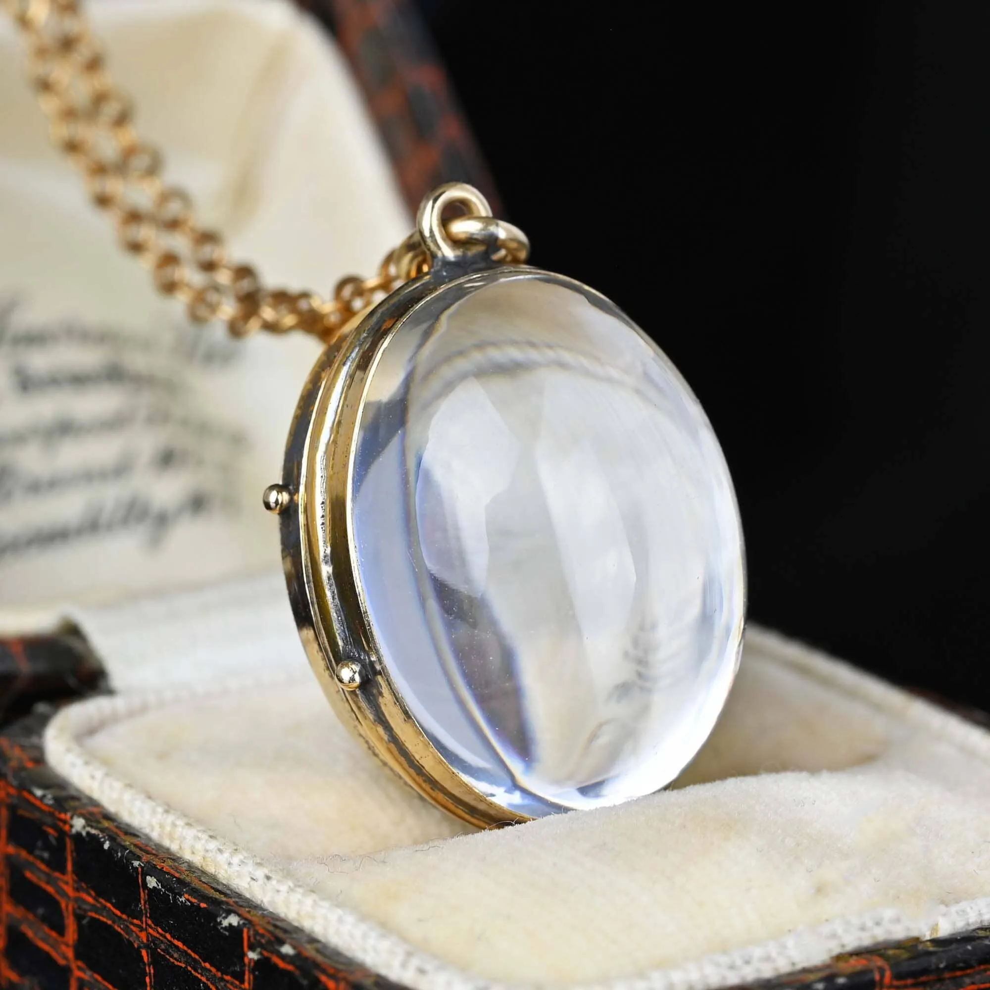 Antique Oval Rock Crystal Pools of Light Locket