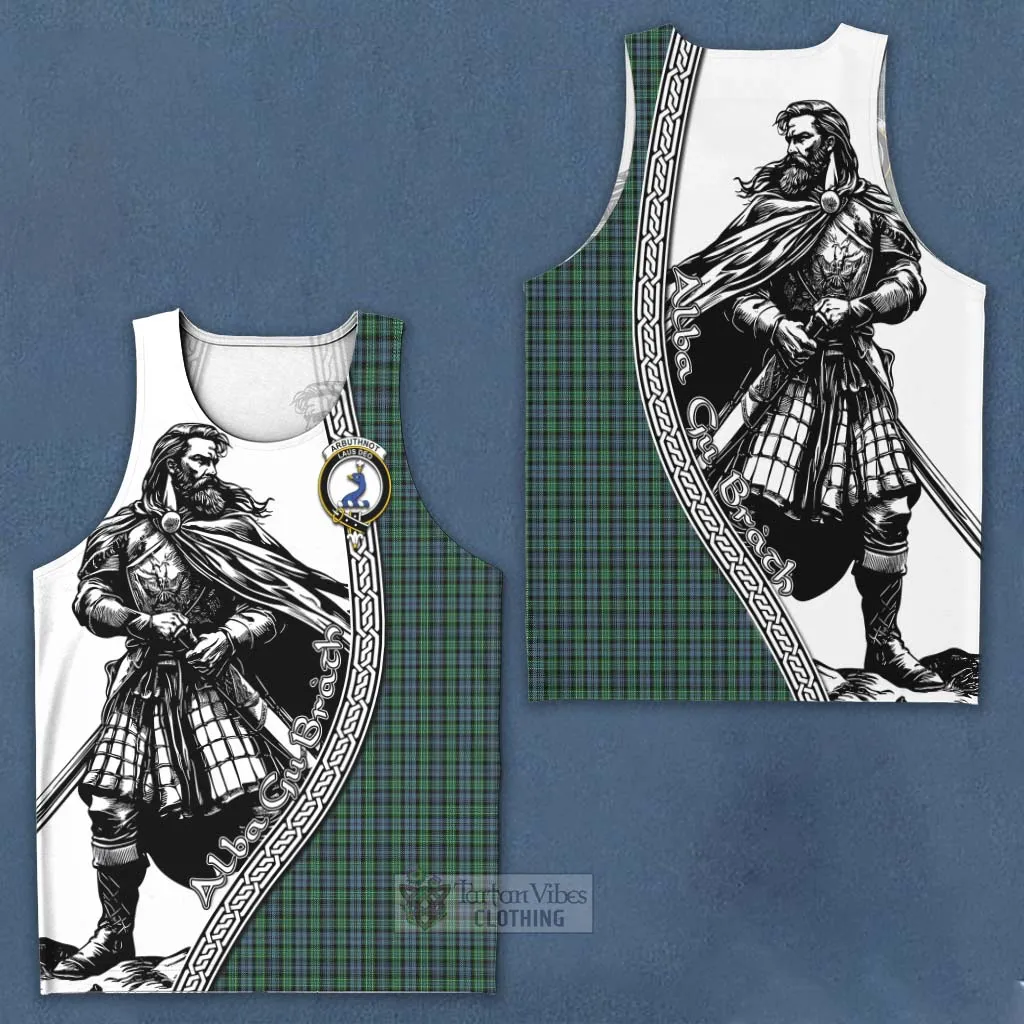 Arbuthnot Tartan Clan Crest Men's Tank Top with Highlander Warrior Celtic Style