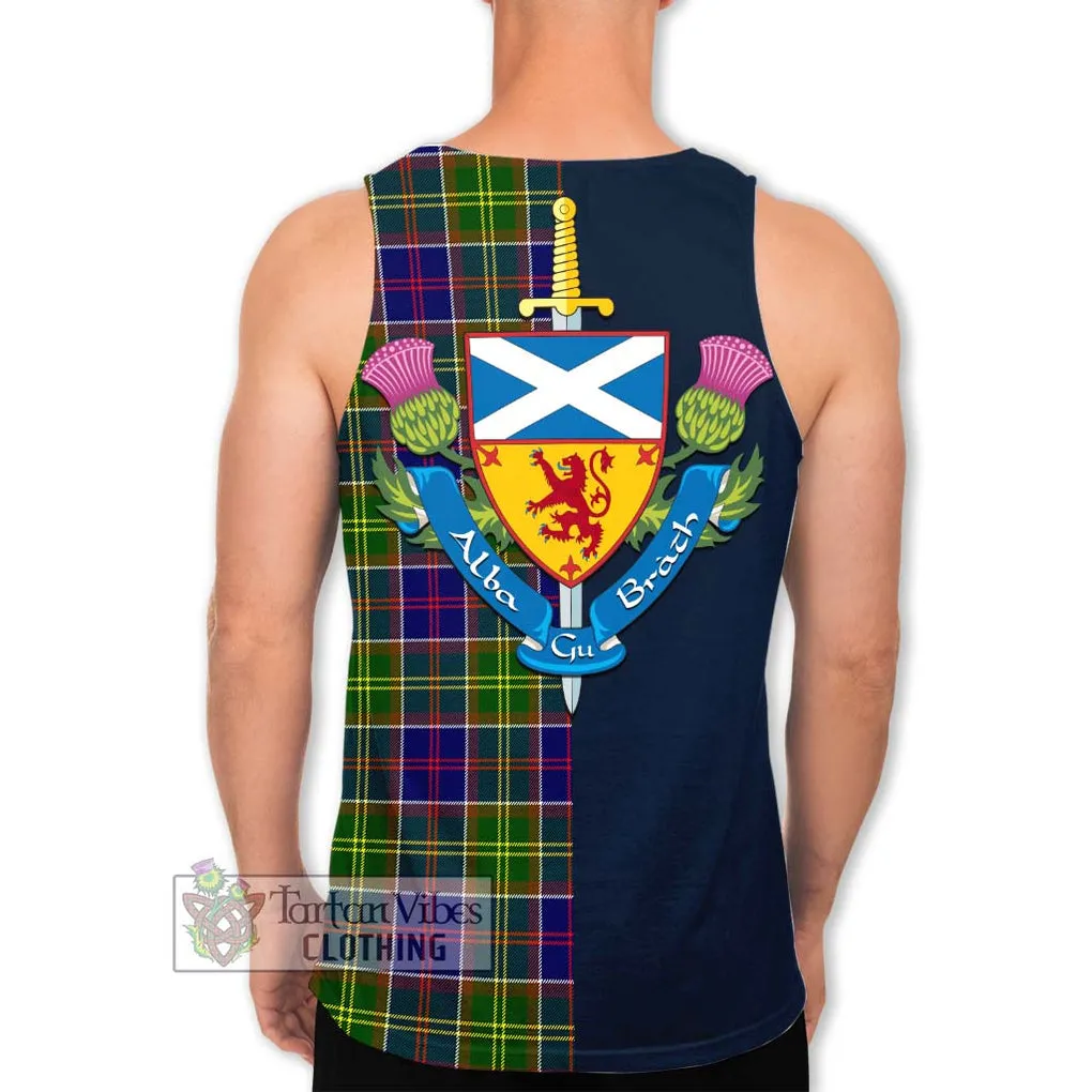 Arnott Tartan Men's Tank Top Alba with Scottish Lion Royal Arm Half Style