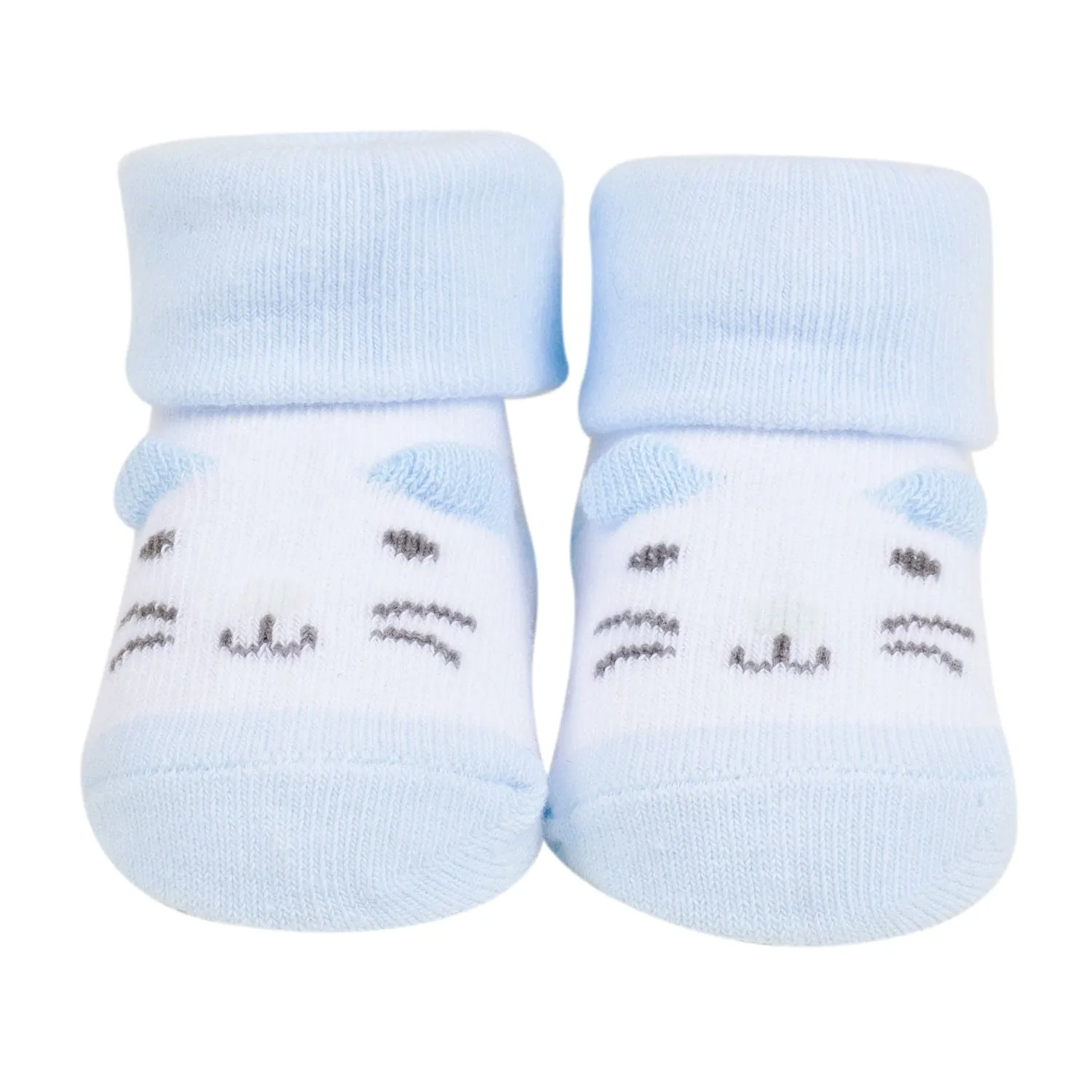 Baby Moo 3D Elephant Kitty Cotton Ankle Length Infant Dress Up Walking Set of 2 Socks Booties - Blue