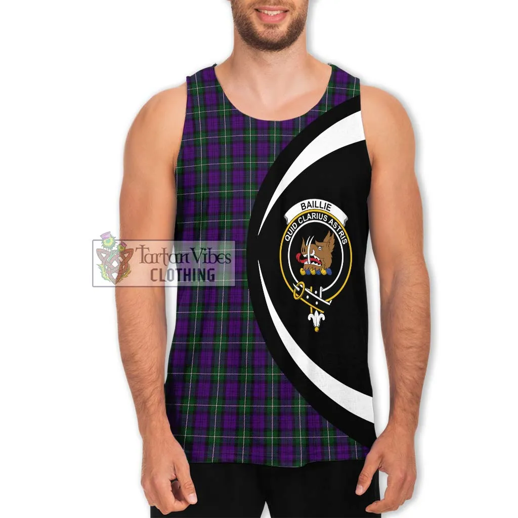 Baillie Highland Society Tartan Men's Tank Top with Family Crest Circle Style