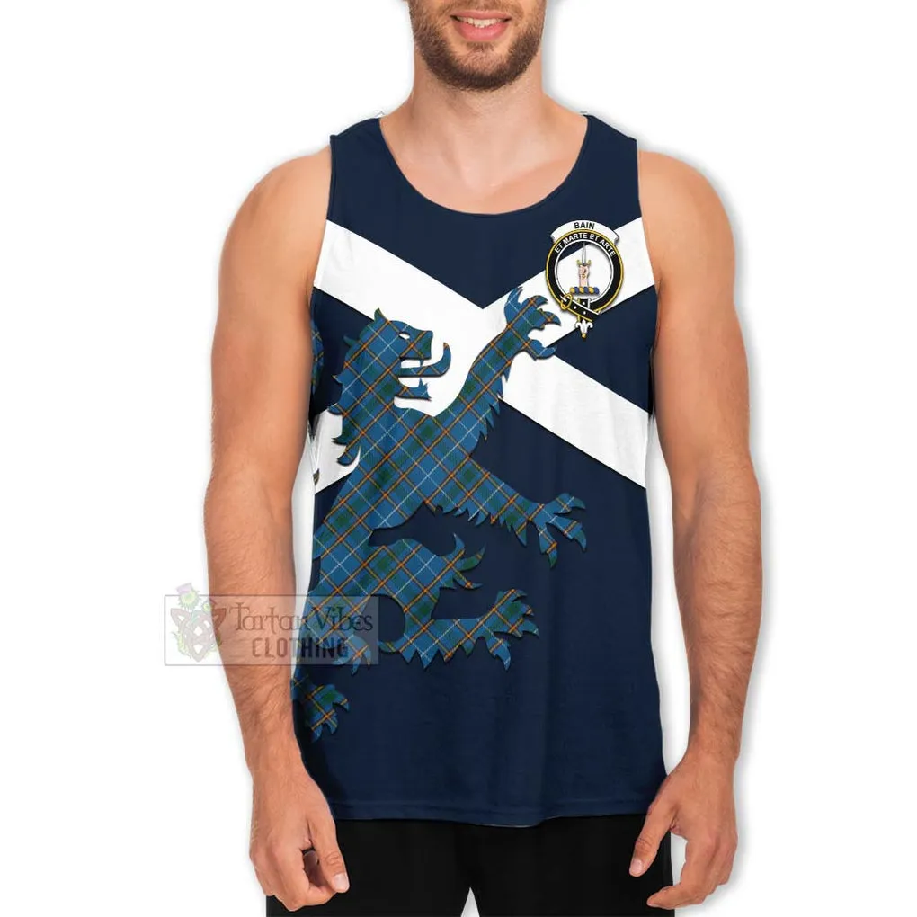 Bain Tartan Lion Rampant Men's Tank Top  Proudly Display Your Heritage with Alba Gu Brath and Clan Name