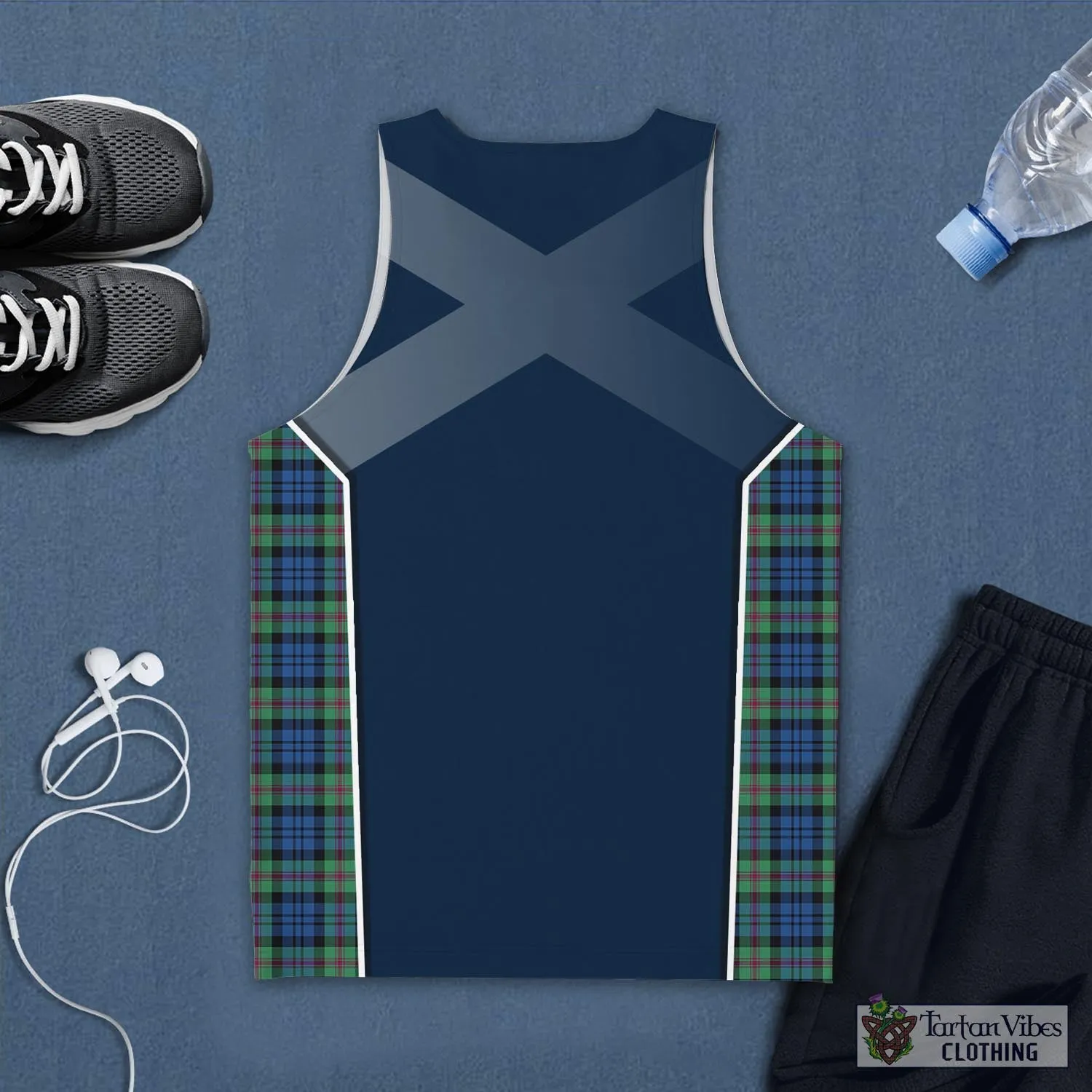 Baird Ancient Tartan Men's Tanks Top with Family Crest and Scottish Thistle Vibes Sport Style