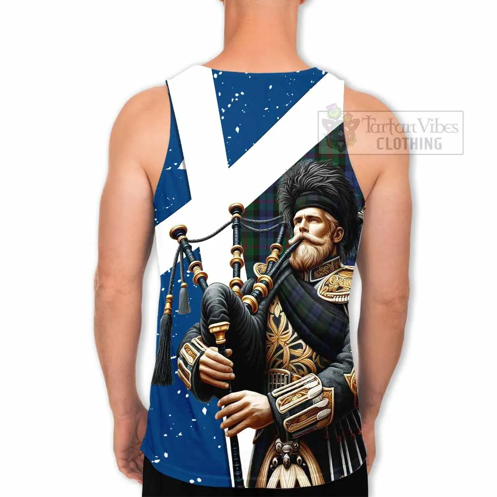 Baird Tartan Men's Tank Top with Family Crest Scottish Bagpiper Vibes