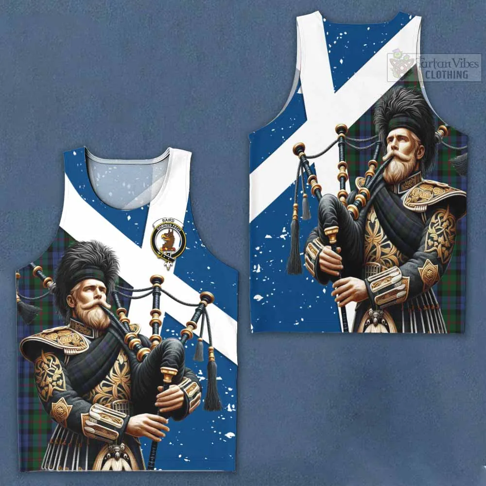 Baird Tartan Men's Tank Top with Family Crest Scottish Bagpiper Vibes