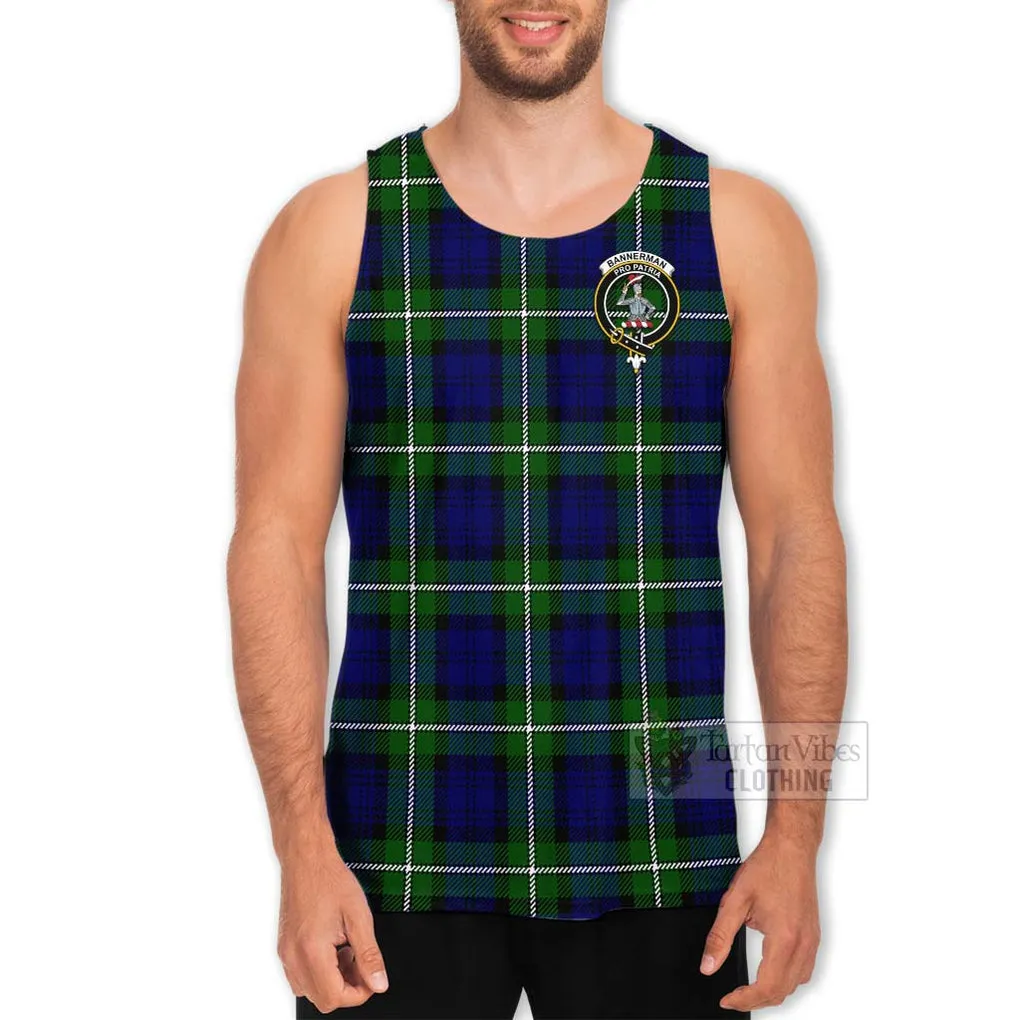 Bannerman Tartan Men's Tank Top with Family Crest Celtic Skull Style