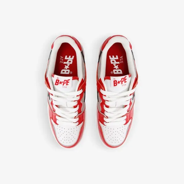 BAPE SK8 STA #1 M2 A Bathing Ape Leather and Suede Low Top Sneakers, Red