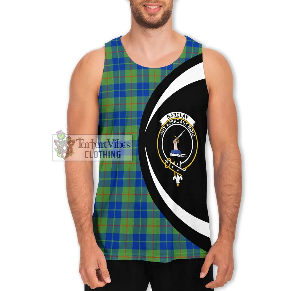 Barclay Hunting Ancient Tartan Men's Tank Top with Family Crest Circle Style