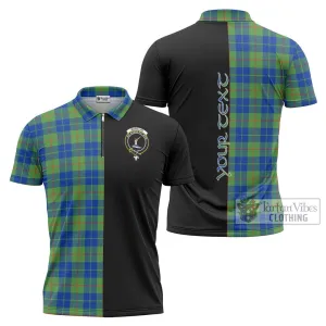 Barclay Hunting Ancient Tartan Zipper Polo Shirt with Family Crest and Half Of Me Style