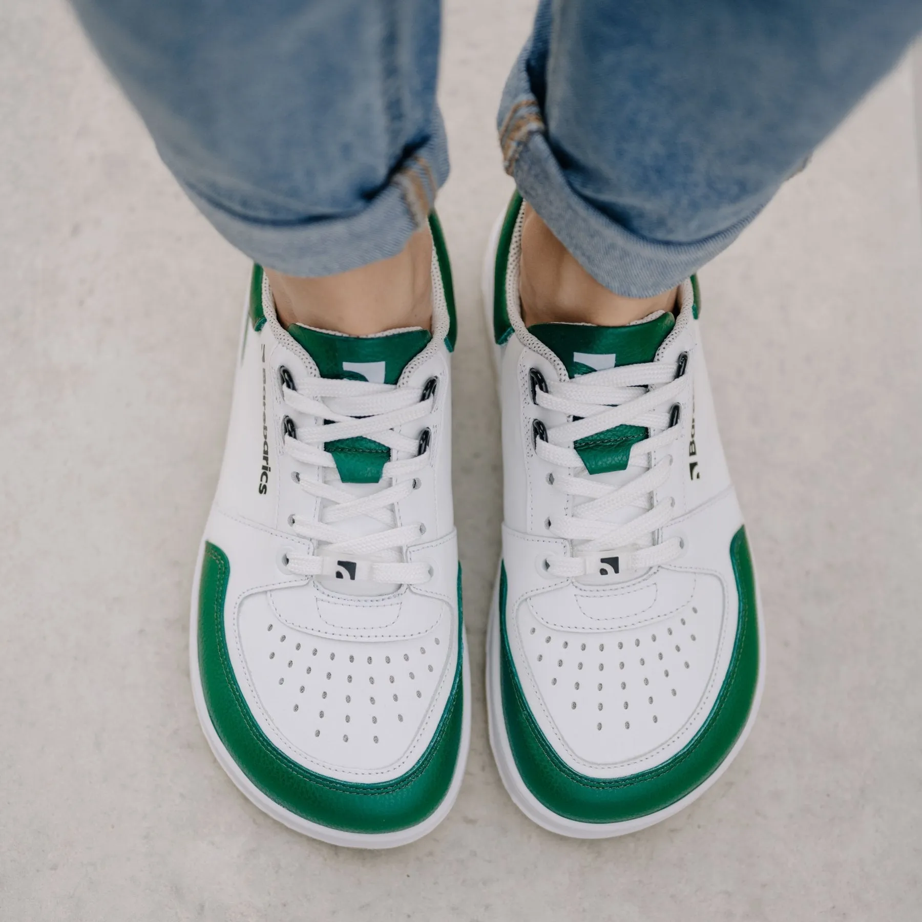 Barefoot Sneakers Barebarics Wave - White & Dark Green CLEARANCE