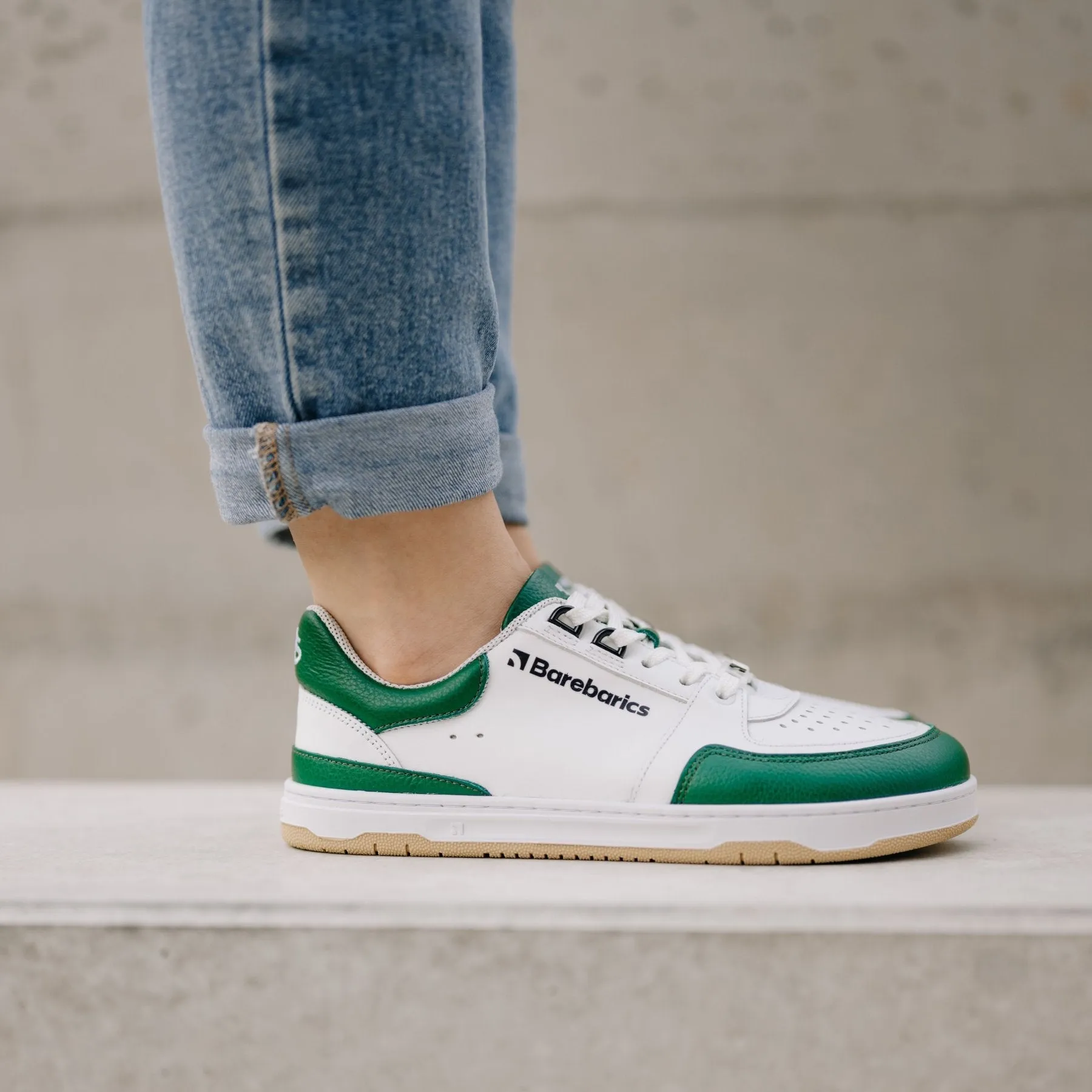 Barefoot Sneakers Barebarics Wave - White & Dark Green CLEARANCE