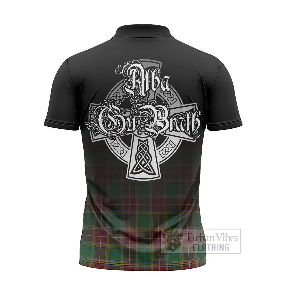 Baxter Tartan Zipper Polo Shirt Featuring Alba Gu Brath Family Crest Celtic Inspired