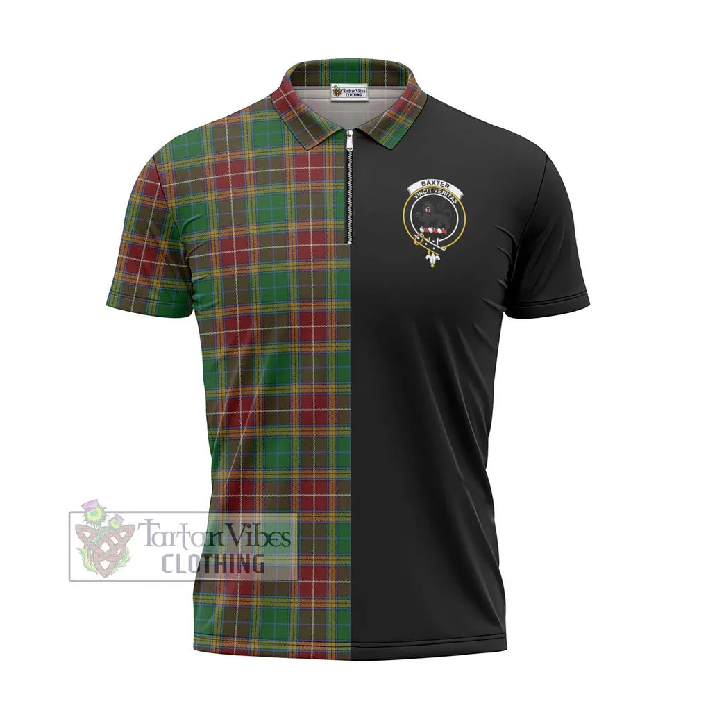 Baxter Tartan Zipper Polo Shirt with Family Crest and Half Of Me Style