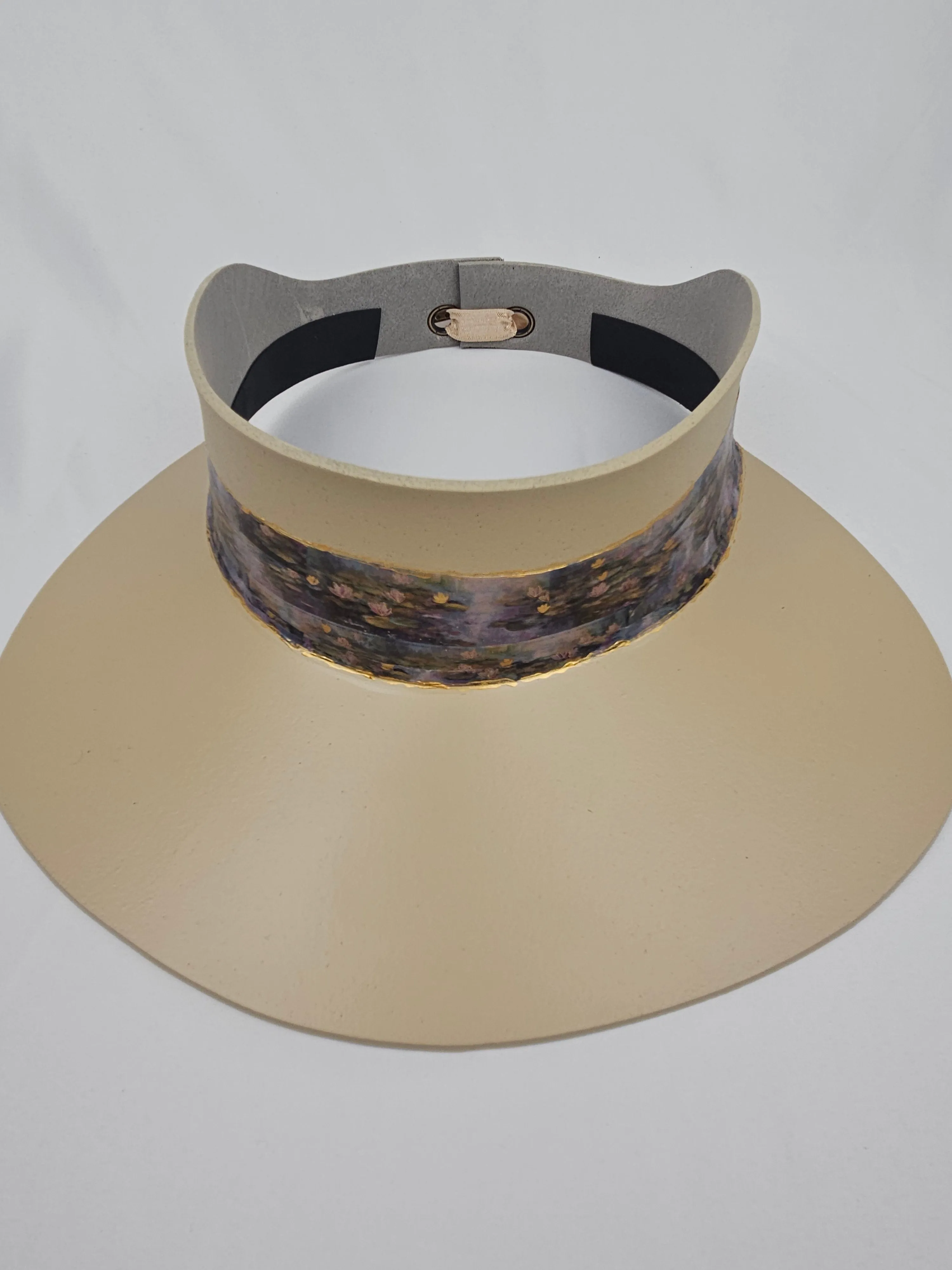 Beige "LadyEVA" Visor Hat with Lavender Monet Style Band