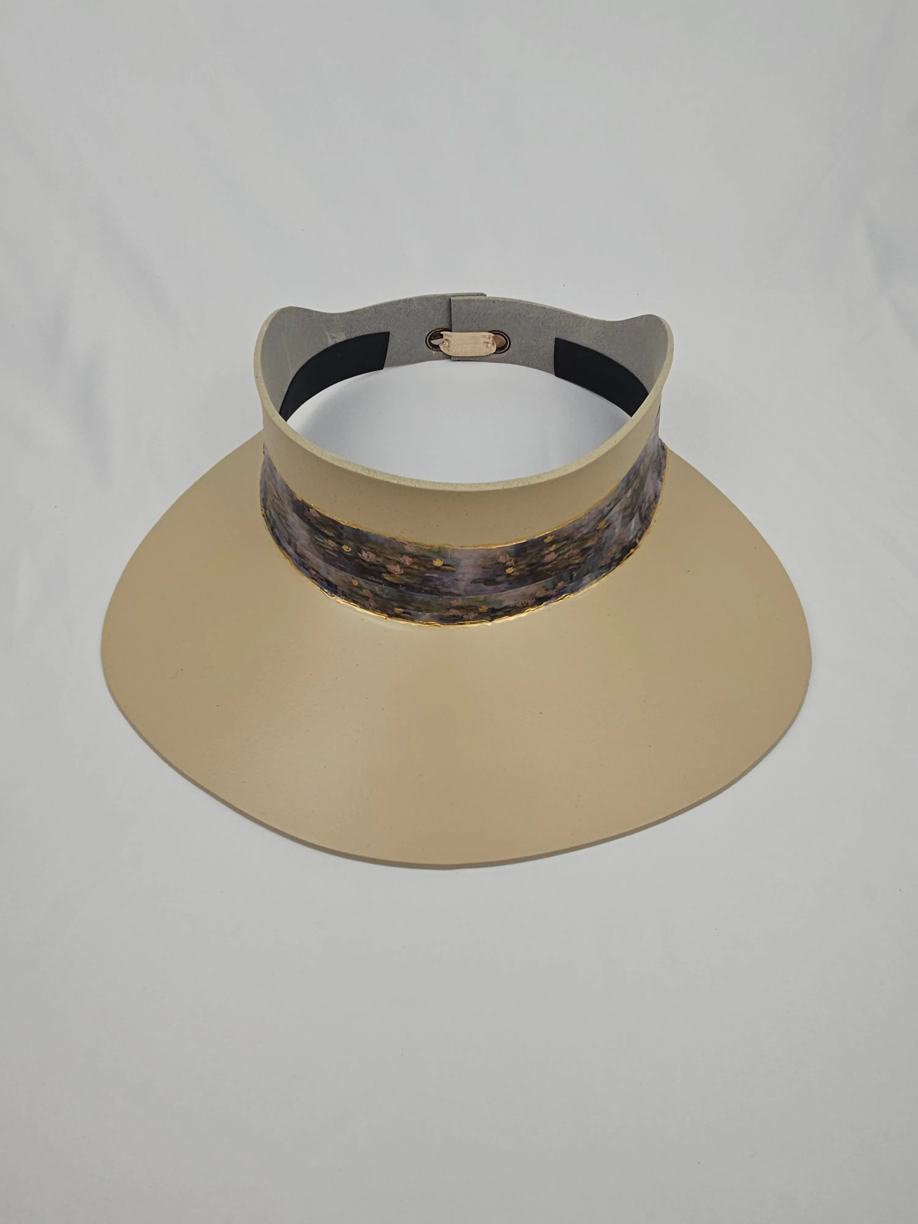 Beige "LadyEVA" Visor Hat with Lavender Monet Style Band