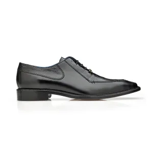 Belvedere Biagio in Black Genuine Ostrich Leg & Italian Calf Oxfords