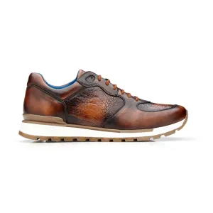 Belvedere Bobo in Antique Walnut Genuine Ostrich Leg & Italian Calf Sneakers