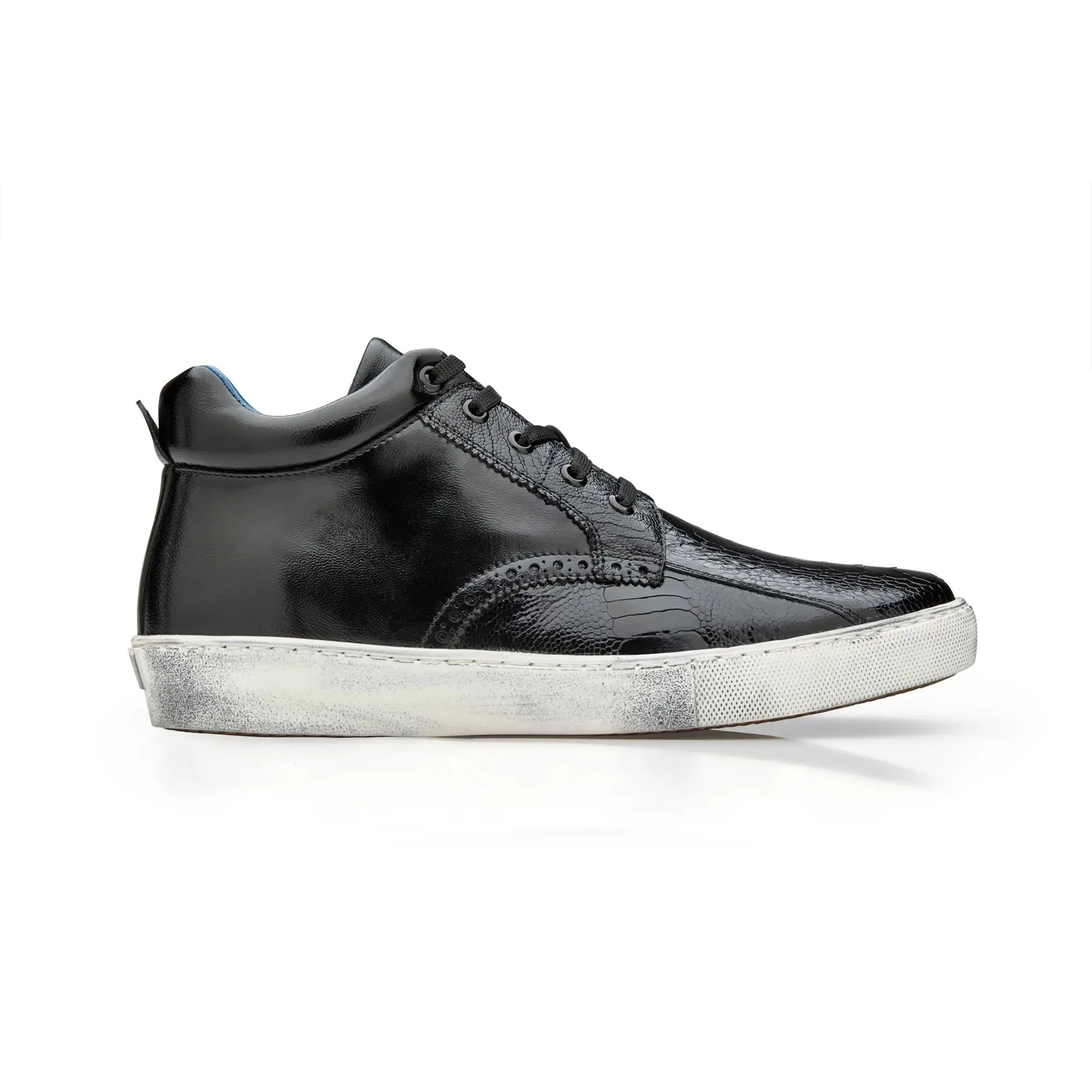 Belvedere Omar in Black Genuine Ostrich Leg & Italian Calf Sneakers