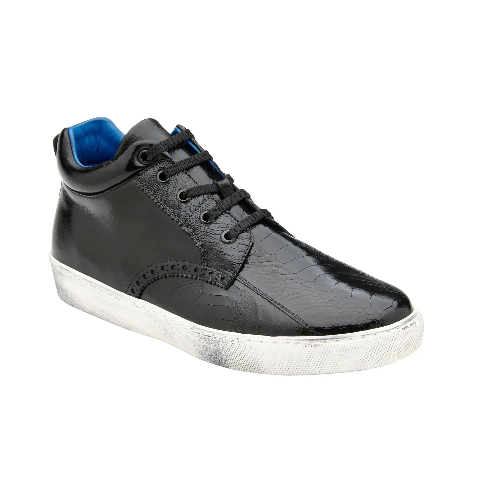 Belvedere Omar in Black Genuine Ostrich Leg & Italian Calf Sneakers