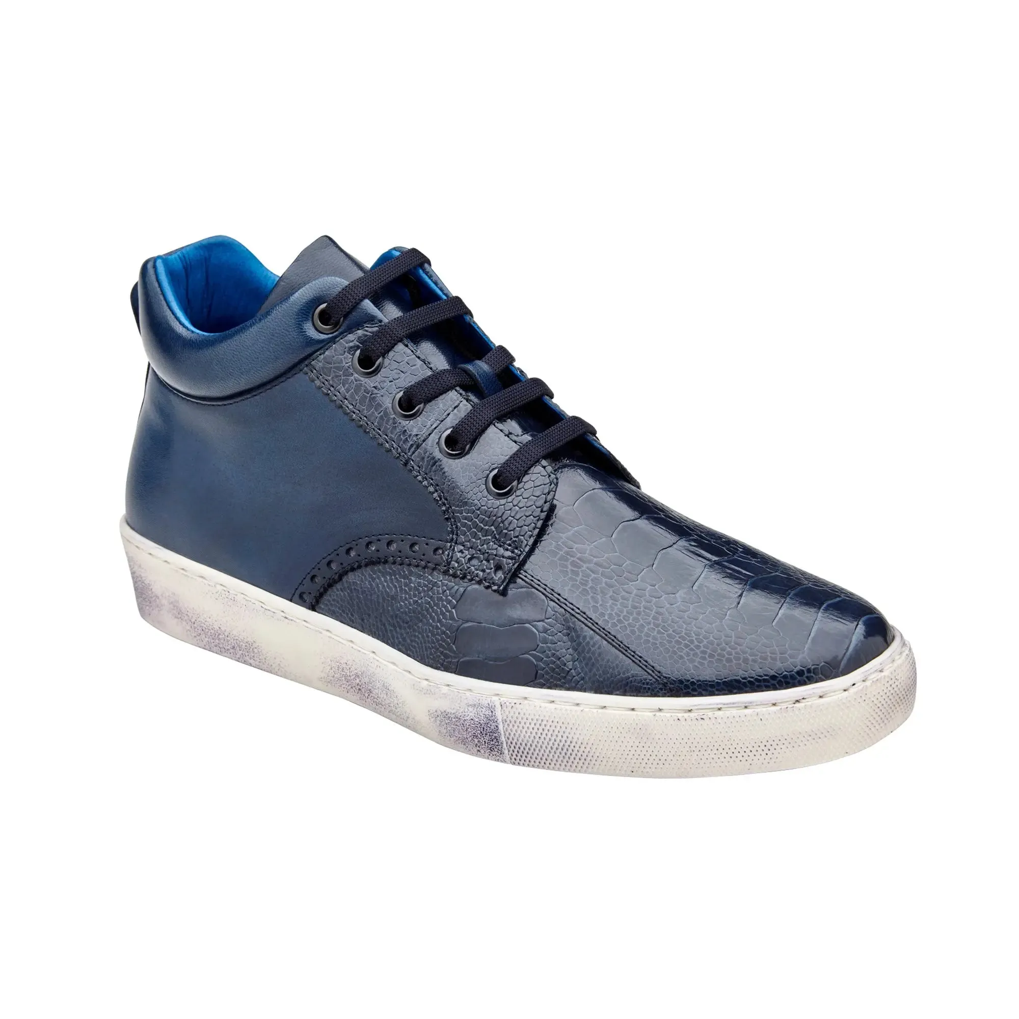 Belvedere Omar in Navy Genuine Ostrich Leg & Italian Calf Sneakers