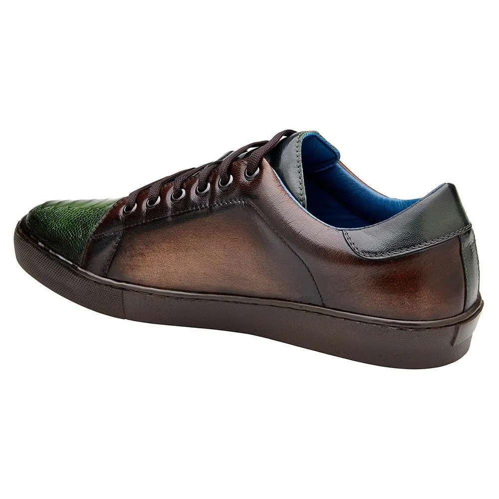 Belvedere Stone Chocolate Brown / Forest Ostrich & Calf Sneaker