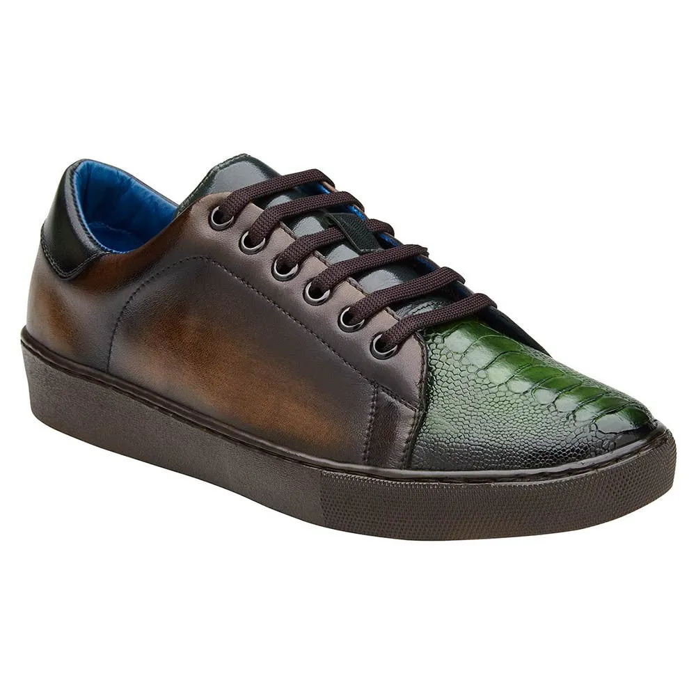 Belvedere Stone Chocolate Brown / Forest Ostrich & Calf Sneaker