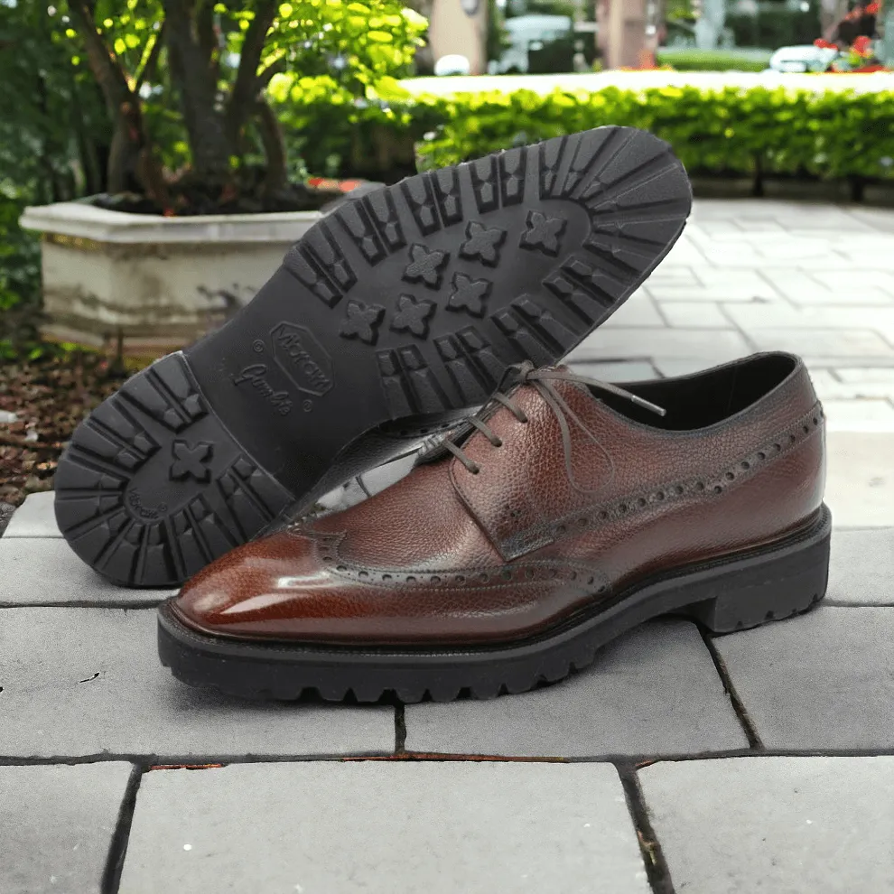 Bespoke Men's Brown Lace Up Leather Shoes, Oxford Shoes