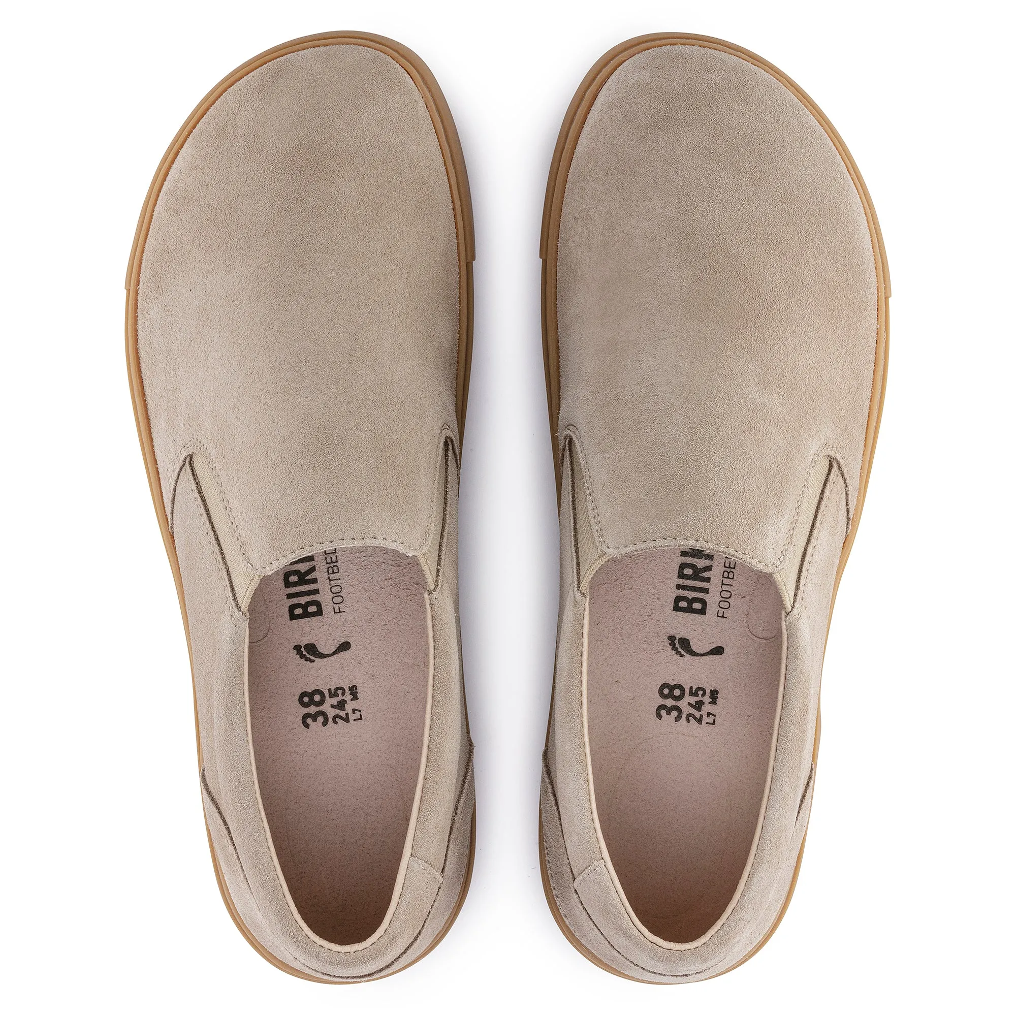 Birkenstock Oswego sandcastle suede with tan sole