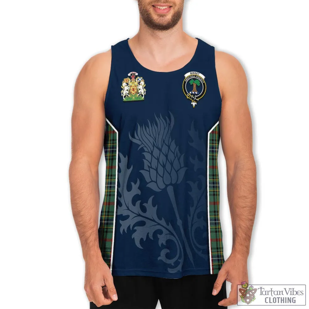 Bisset Tartan Men's Tanks Top with Family Crest and Scottish Thistle Vibes Sport Style