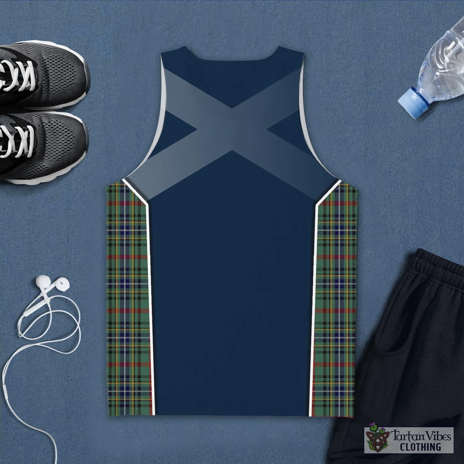 Bisset Tartan Men's Tanks Top with Family Crest and Scottish Thistle Vibes Sport Style