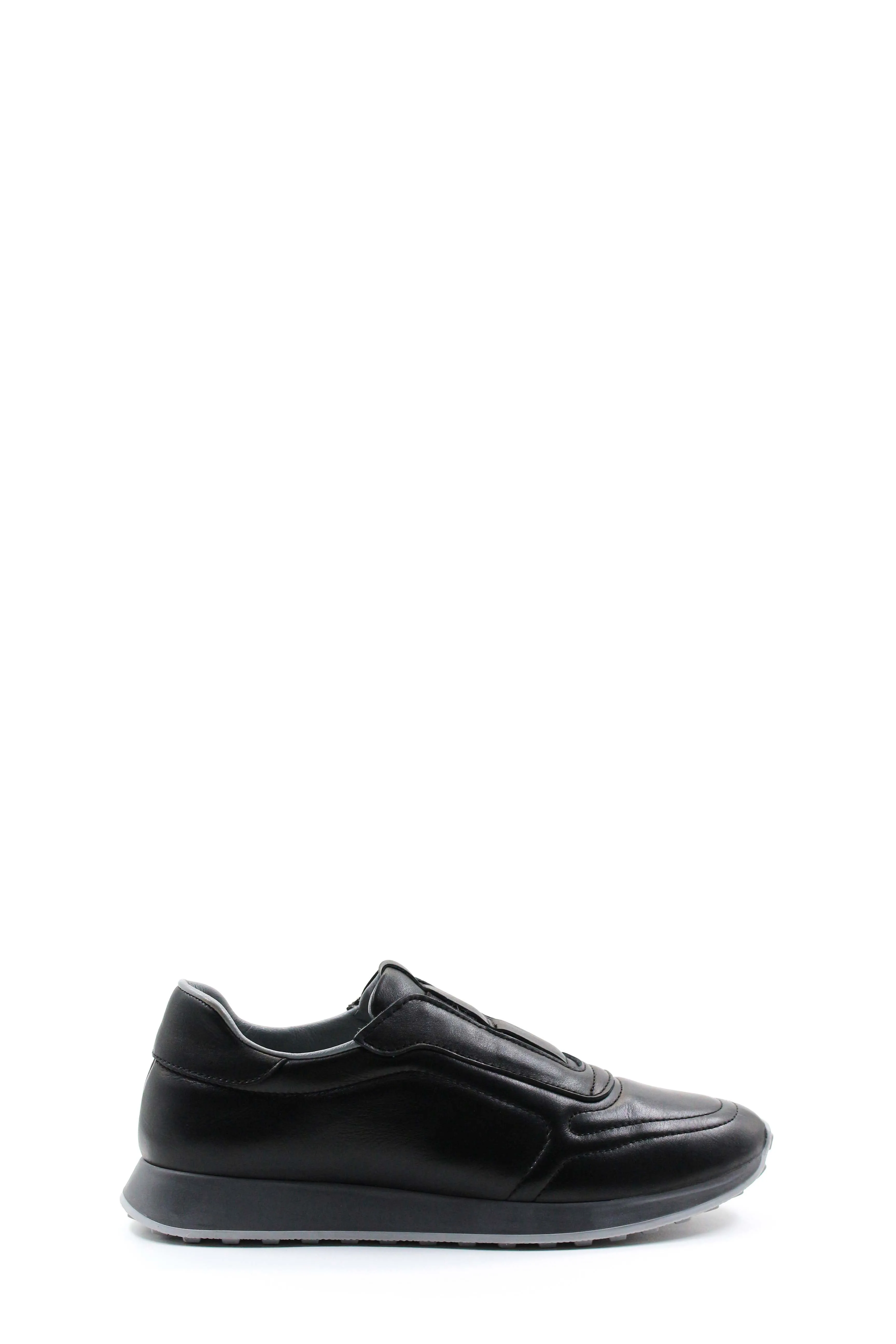 Black Leather Slip-On Sneakers Wessi