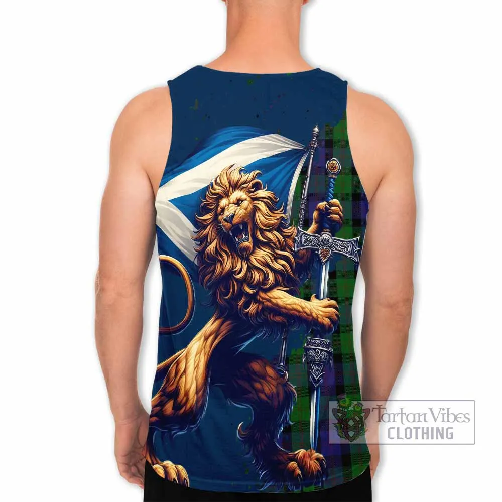 Blair Tartan Family Crest Men's Tank Top with Scottish Majestic Lion