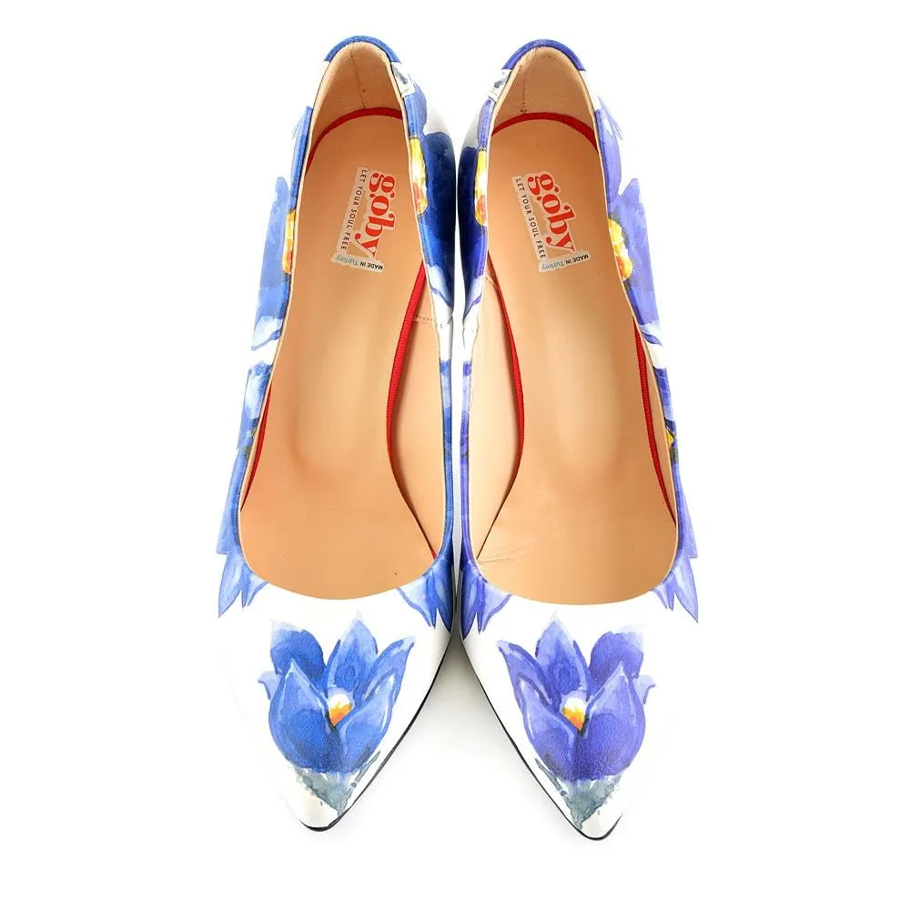 Blue Flowers Heel Shoes STL4403