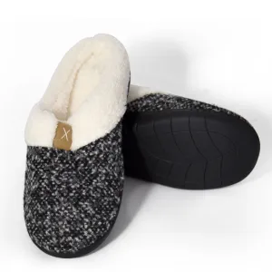 Bras & Honey Ladies Grace Slippers Memory Foam Mule, Grey Marl